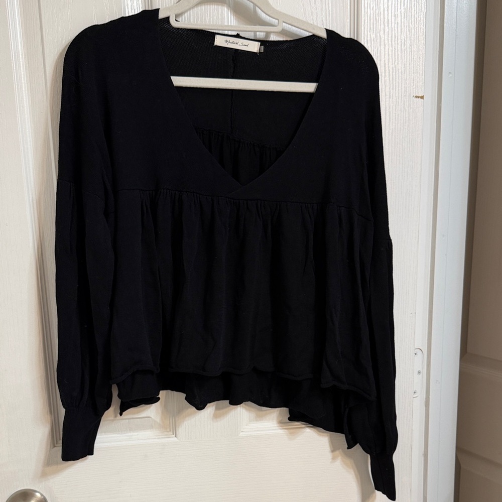 Mustard Seed Black V-Neck Sweater